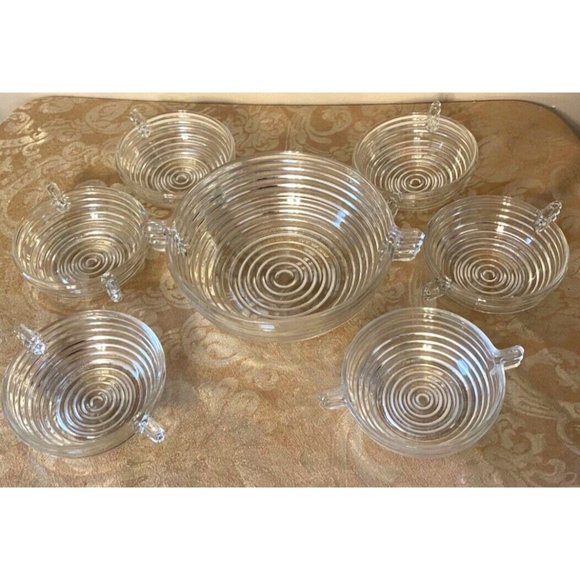 Anchor Hocking Dining Vintage Manhattan Glass Handle Berry Bowls